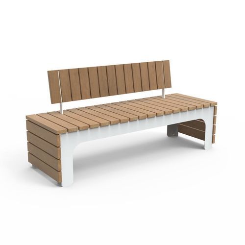 Banc public contemporain - BLOCKS CROSS CONFORT - CROSO FRANCE - en acier galvanisé / en acier à revêtement par poudre / en bois de feuillus