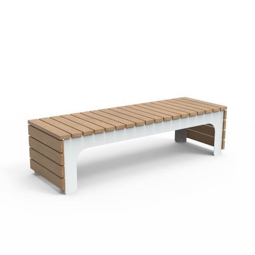 Banc public contemporain - BLOCKS CROSS - CROSO FRANCE - en acier à revêtement par poudre / en acier / en bois de feuillus