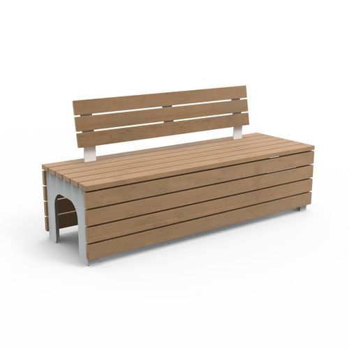 Banc public contemporain - BLOCKS STRETCH CONFORT - CROSO FRANCE - en acier galvanisé / en acier à revêtement par poudre / en bois de feuillus