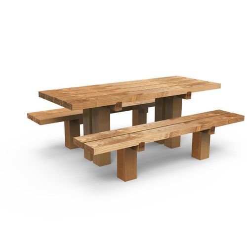Ensemble table et bancs classique - NATURE CONFORT - CROSO FRANCE - en douglas taxifolié / en pin douglas autoclavé / écolabel FSC