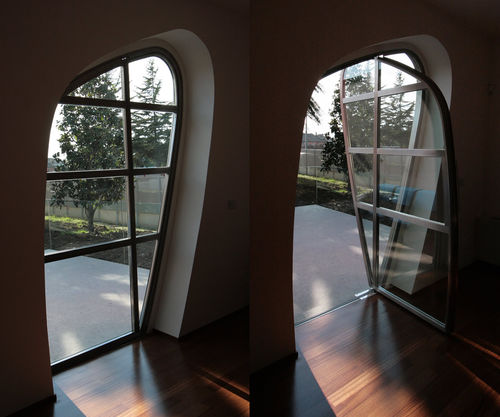 Porte d'entrée - MARIFARMA - LF ITALY - en inox / à pivot / vitrée