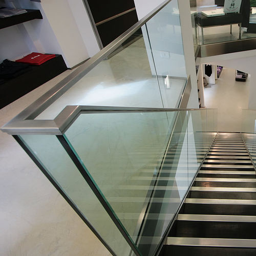 Garde-corps en inox - POGGIBONSI ITALY RIDOLFI - LF ITALY - à panneaux en verre / d'intérieur / pour escalier