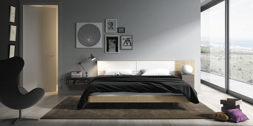 Lit double - F-10  - Besform - contemporain / tapissé / avec tête de lit