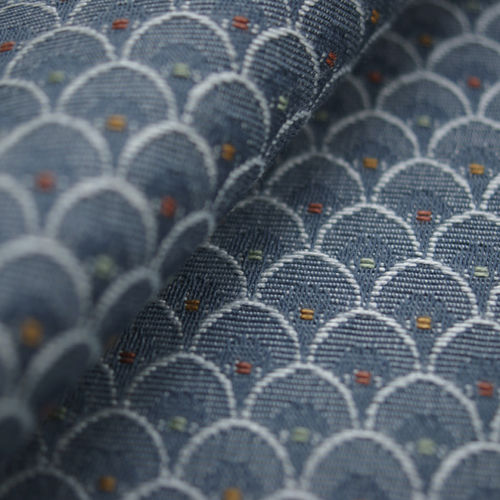 Tissu d'ameublement - CLARICE BLEU SMALL SHELL - Loome Fabrics - pour rideaux / à motif / en coton