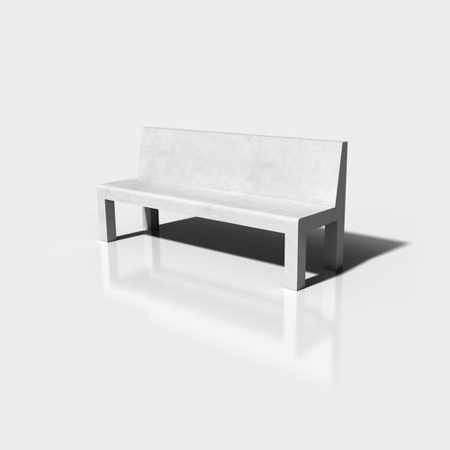 Banc public contemporain - STAMP - MOBILUM - en béton à haute performance / en béton fibré / avec dossier