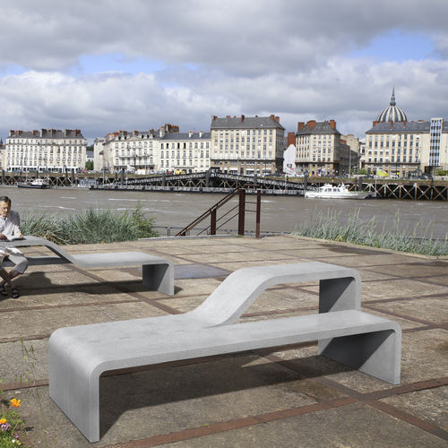 Ensemble table et bancs contemporain - CANTEEN URBAN - MOBILUM - en béton fibré / en béton à haute performance / d'extérieur