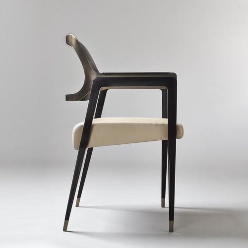 Chaise contemporaine - CARLTON  - Rossato Srl - d'intérieur / en cuir / avec piètement en noyer