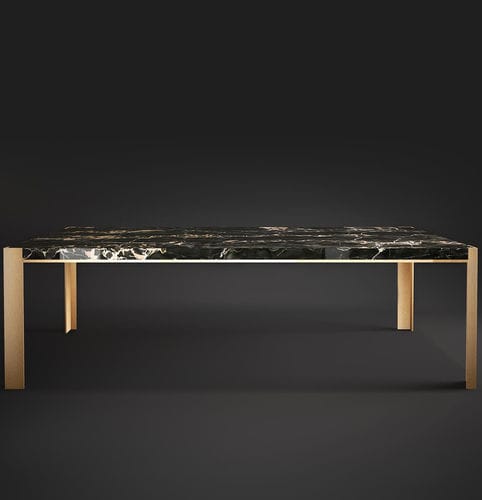 Table contemporaine - STUART  - Rossato Srl - en marbre / avec piètement en laiton brossé / rectangulaire