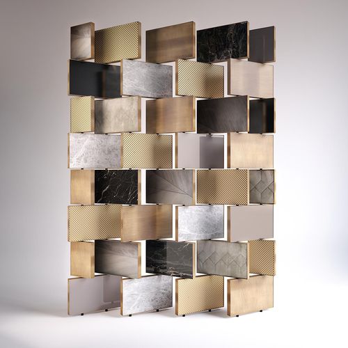 Paravent contemporain - EMPIRE - Rossato Srl - en noyer / en aluminium / en laiton