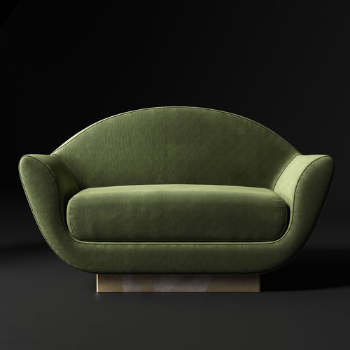 Fauteuil contemporain - KEATON  - Rossato Srl - en velours / en laiton / vert