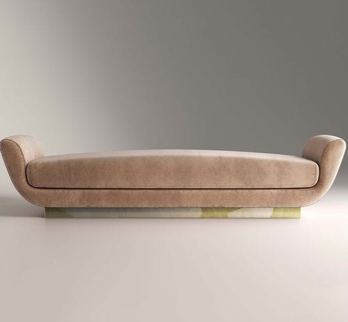 Méridienne contemporaine - KEATON - Rossato Srl - en velours / avec piètement en laiton
