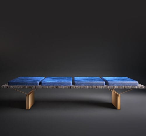 Banquette contemporaine - STAMFORD  - Rossato Srl - en cuir / en bois massif / en bois