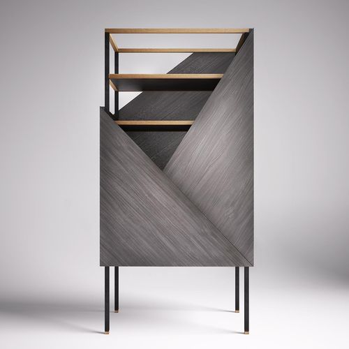 Étagère design original - TUXEDO  - Rossato Srl - en chêne / en placage de bois / en acier
