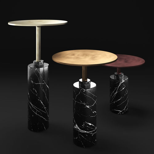 Table d'appoint contemporaine - CLARIDGE  - Rossato Srl - en cuivre / avec piètement en marbre / ronde