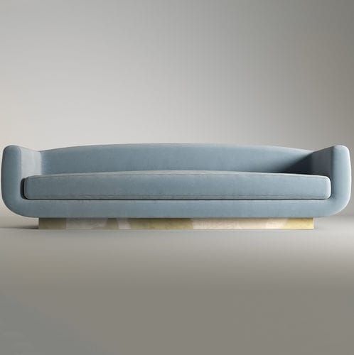 Canapé contemporain - KEATON  - Rossato Srl - en velours / bleu / avec piètement en laiton
