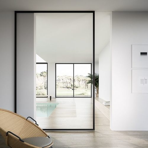 Porte d'intérieur - QUADRA - adielle srl - en aluminium / coulissante / pivotante à axe excentré