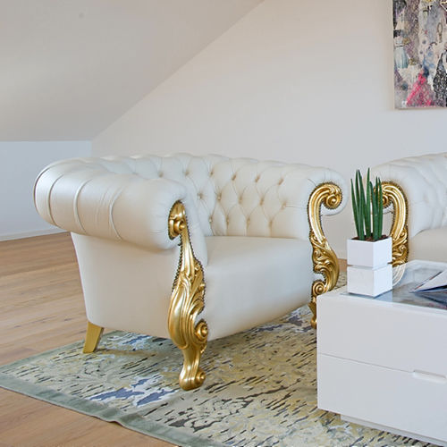 Fauteuil club chesterfield - OCEANO - ORSITALIA - en soie / en cuir / en velours