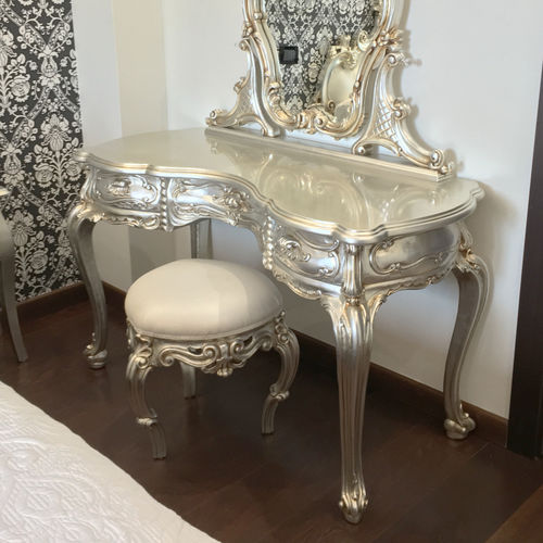 Tabouret design nouveau baroque - STRADIVARI  - ORSITALIA - en cuir / en coton / en soie