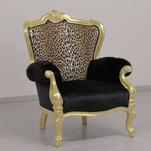 Fauteuil de style - RE SOLE ANIMALIER - ORSITALIA - en velours / en tissu acrylique / en tissu déperlant