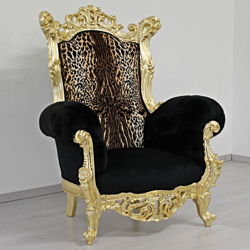 Fauteuil design nouveau baroque - FINLANDIA TRONO ANIMALIER - ORSITALIA - en velours / en coton / en tissu déperlant