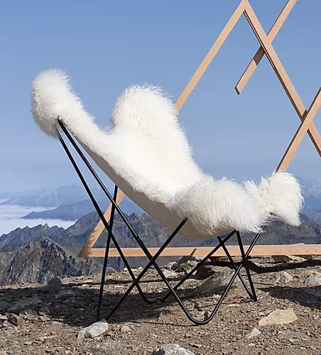 Fauteuil contemporain - AA: LHASSA - Airborne - en fourrure écologique / en acier inoxydable / noir