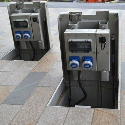 Borne unité au sol - TYPE 2 - Kent Stainless - de distribution électrique / escamotable / en acier inoxydable