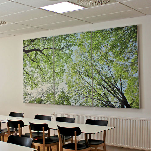 Panneau acoustique pour mur - DEZIBEL PRINT - ZilenZio - suspendu / en tissu / MDF