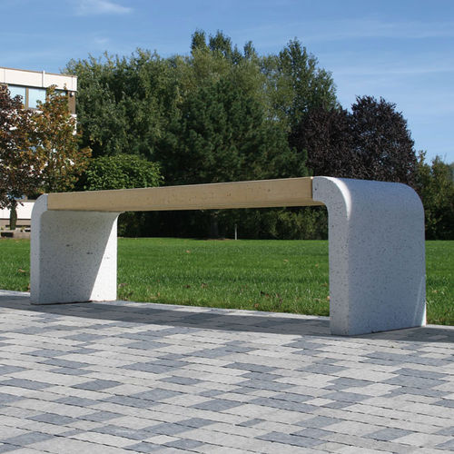 Banc de jardin contemporain - UHL - en bois / en béton