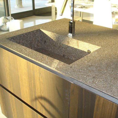 Plan de travail en pierre - FUSION SINK - EURO PORFIDI - professionnel / de cuisine