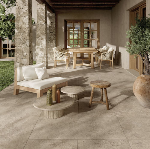 Carrelage en travertin - TIBUR - KRONOS CERAMICHE - mat / structure / d'extérieur