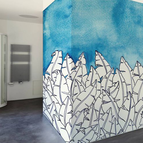 Papier peint contemporain - BLUE FOREST - Wallpepper - en fibre de cellulose / en fibre naturelle / à motif nature