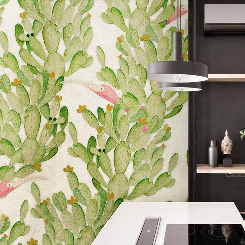 Papier peint contemporain - CACTUS DREAM - Wallpepper - en fibre de cellulose / en fibre naturelle / à motif nature