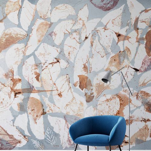 Papier peint contemporain - HALF LEAVES - Wallpepper - en fibre de cellulose / en fibre naturelle / à motif nature
