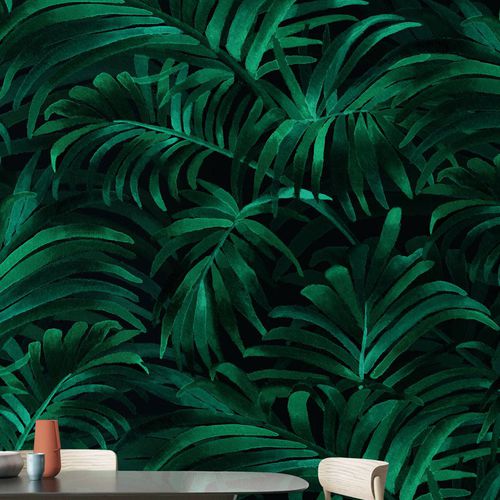 Papier peint contemporain - PALM PLETHORA - Wallpepper - en fibre de cellulose / en fibre naturelle / à motif nature
