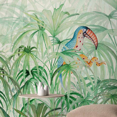 Papier peint contemporain - TOUKE-TOUKE JUNGLE - Wallpepper - en fibre de cellulose / en fibre naturelle / à motif nature