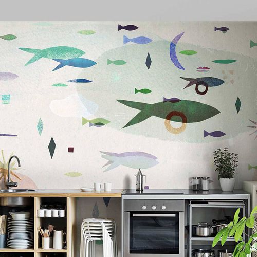 Papier peint contemporain - DOWN BY THE WATER - Wallpepper - en fibre de cellulose / en fibre naturelle / à motif animalier