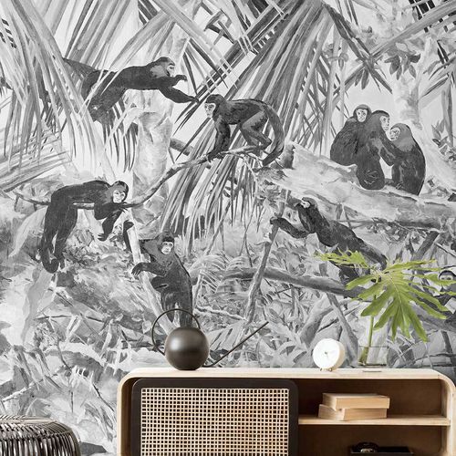 Papier peint contemporain - BRASS MONKEY - Wallpepper - en fibre de cellulose / en fibre naturelle / à motif animalier