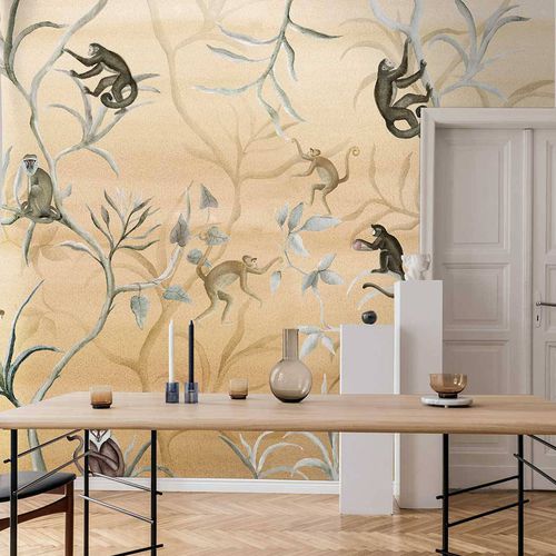 Papier peint contemporain - SPIDER MONKEY  - Wallpepper - en fibre de cellulose / en fibre naturelle / à motif animalier