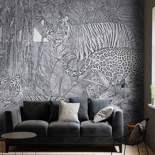Papier peint contemporain - THE EYE OF THE TIGER - Wallpepper - en fibre de cellulose / en fibre naturelle / à motif animalier