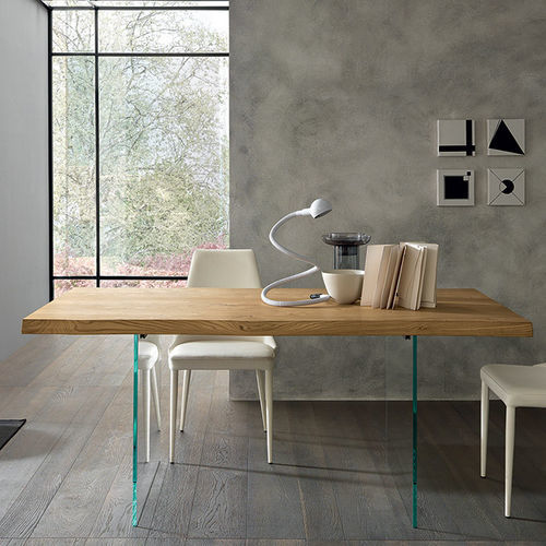 Table à manger contemporaine - MERIDIANO - altacom italia - en chêne / en mélaminé / avec piètement en verre