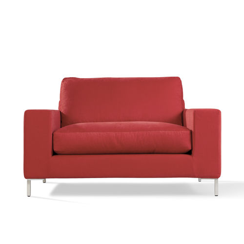 Fauteuil contemporain - FILIP - Jonas Ihreborn - en tissu / avec revêtement amovible / rouge