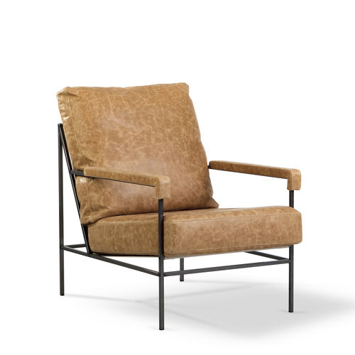 Fauteuil contemporain - SEVENTY - Jonas Ihreborn - en cuir / en tissu / en métal laqué