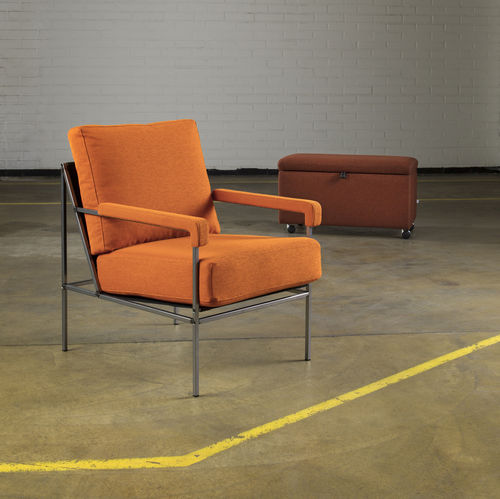 Fauteuil contemporain - SEVENTY FIVE - Jonas Ihreborn - en cuir / en tissu / en métal laqué