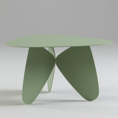 Table contemporaine - PLAY - Jonas Ihreborn - en tôle d'acier / grise / bleue
