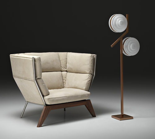 Fauteuil contemporain - CAESAR - PINTON SAS - en cuir / en tissu / en noyer
