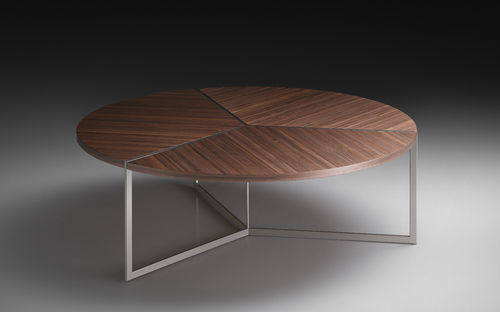 Table basse contemporaine - BAILEY - PINTON SAS - en noyer / en métal peint / ronde
