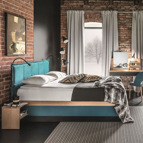 Lit double - Tivoli - Fameg - contemporain / avec tête de lit tapissée / avec base de rangement