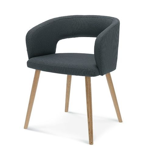 Chaise de restaurant contemporaine - Cube - Fameg - d'intérieur / en tissu / avec piètement en hêtre