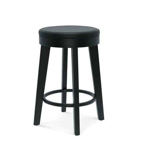 Tabouret de bar contemporain - Ufo - Fameg - en cuir / avec piètement en hêtre / 4 pieds