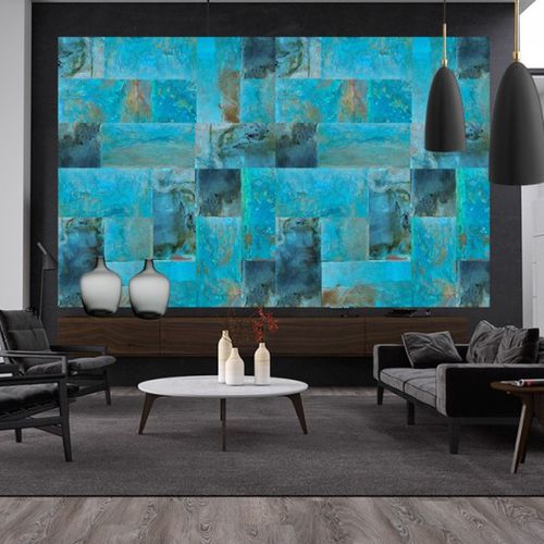 Revêtement mural en métal - COPPER JADE BLUE - Lost Cowboys.com - texturé / patiné / aspect papier peint
